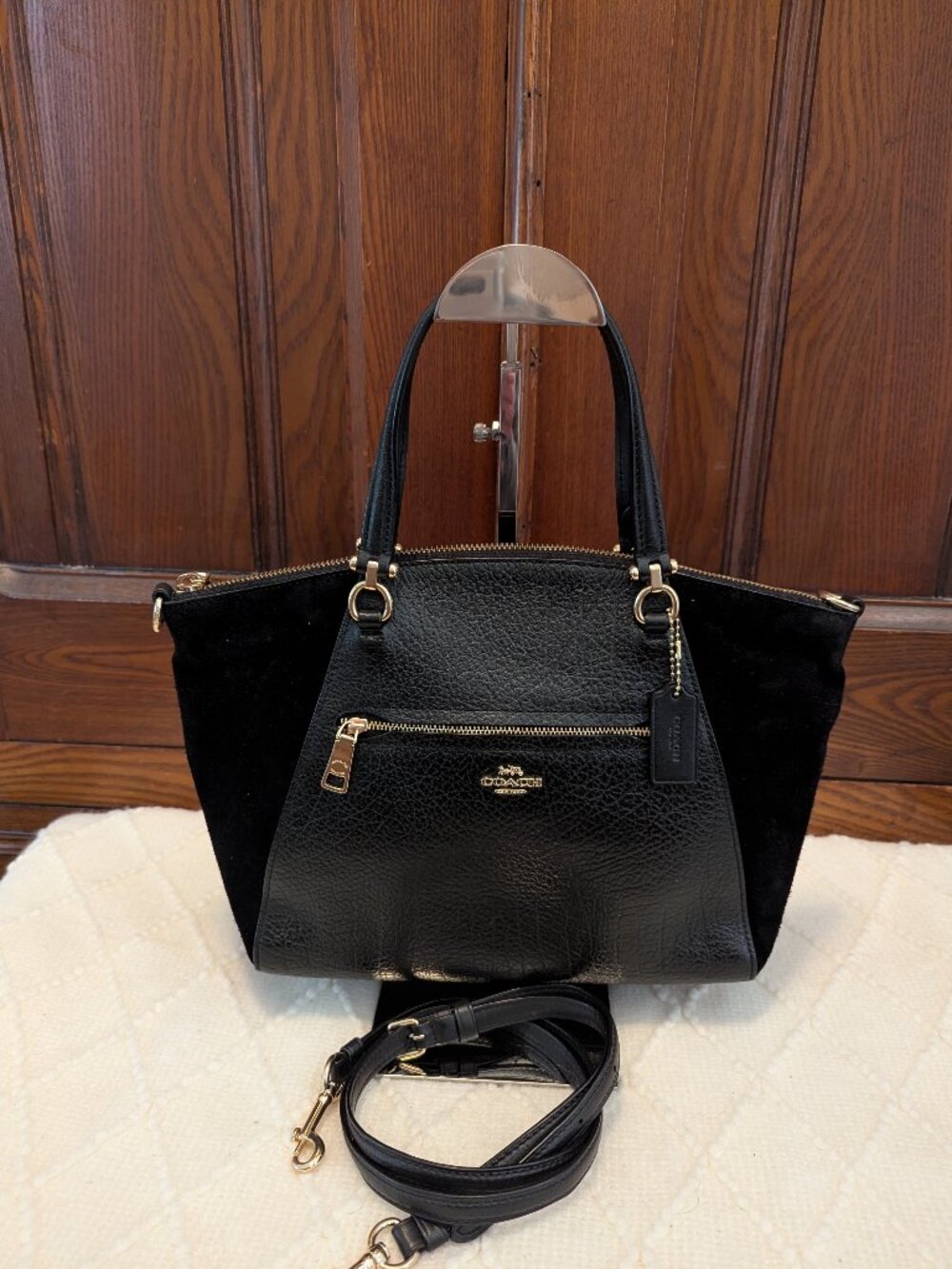 COACH Prairie Satchel & Crossbody | F79999 | Black Leather & Suede | EUC